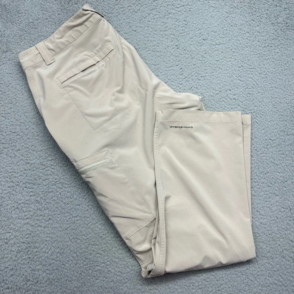 Columbia PFG XM3629 Mens Size 36W 30L Beige Cropped Cargo Fishing Outdoors Pants